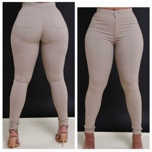 Super Swank High Waist Stretchy Jeans - Khaki